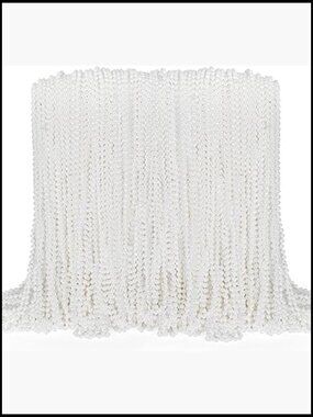 100Pcs White Mardi Gras Bead Necklaces Bulk 33in Metallic Round Party Favors
